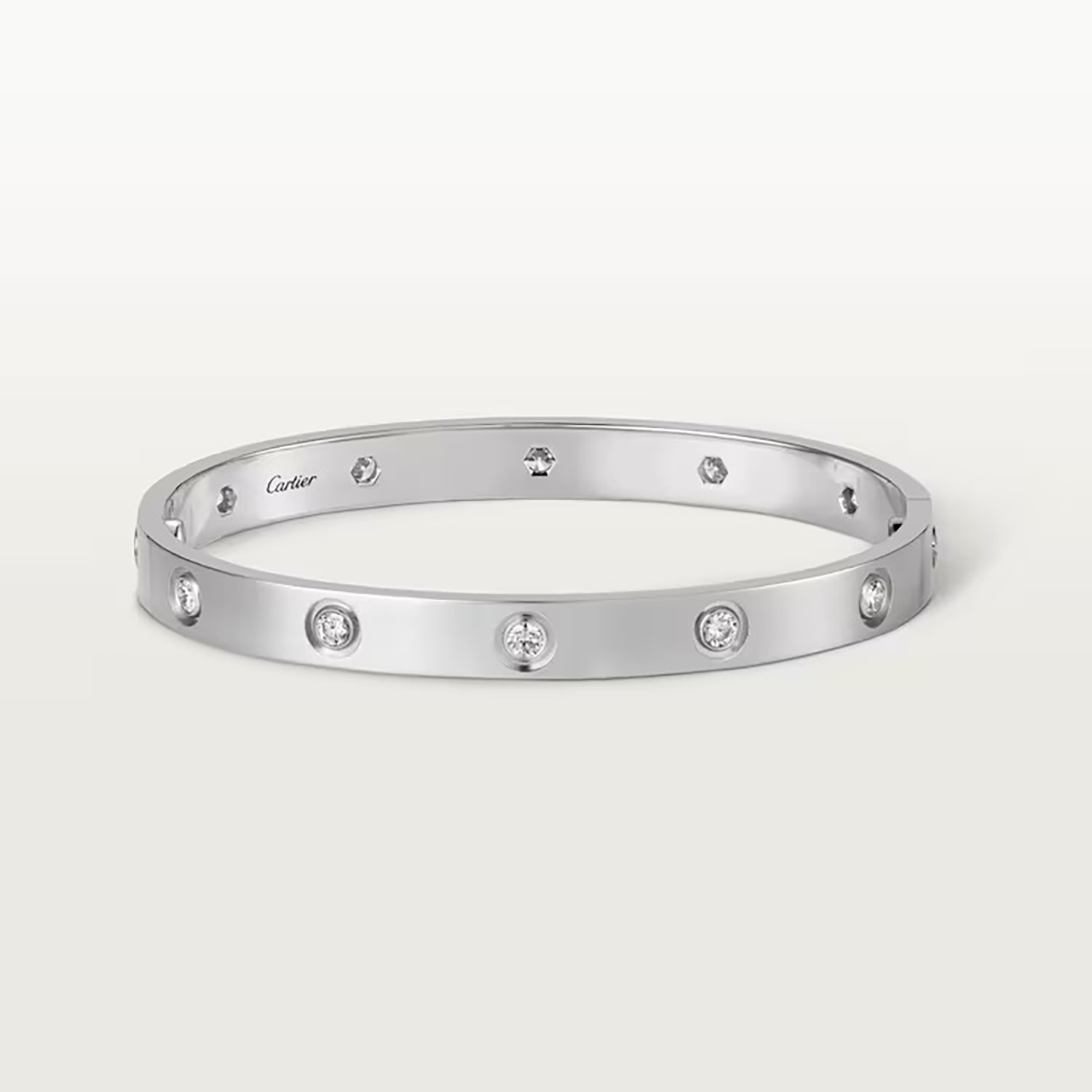 L BRACELET 10 DIAMONDS, WHITE GOLD