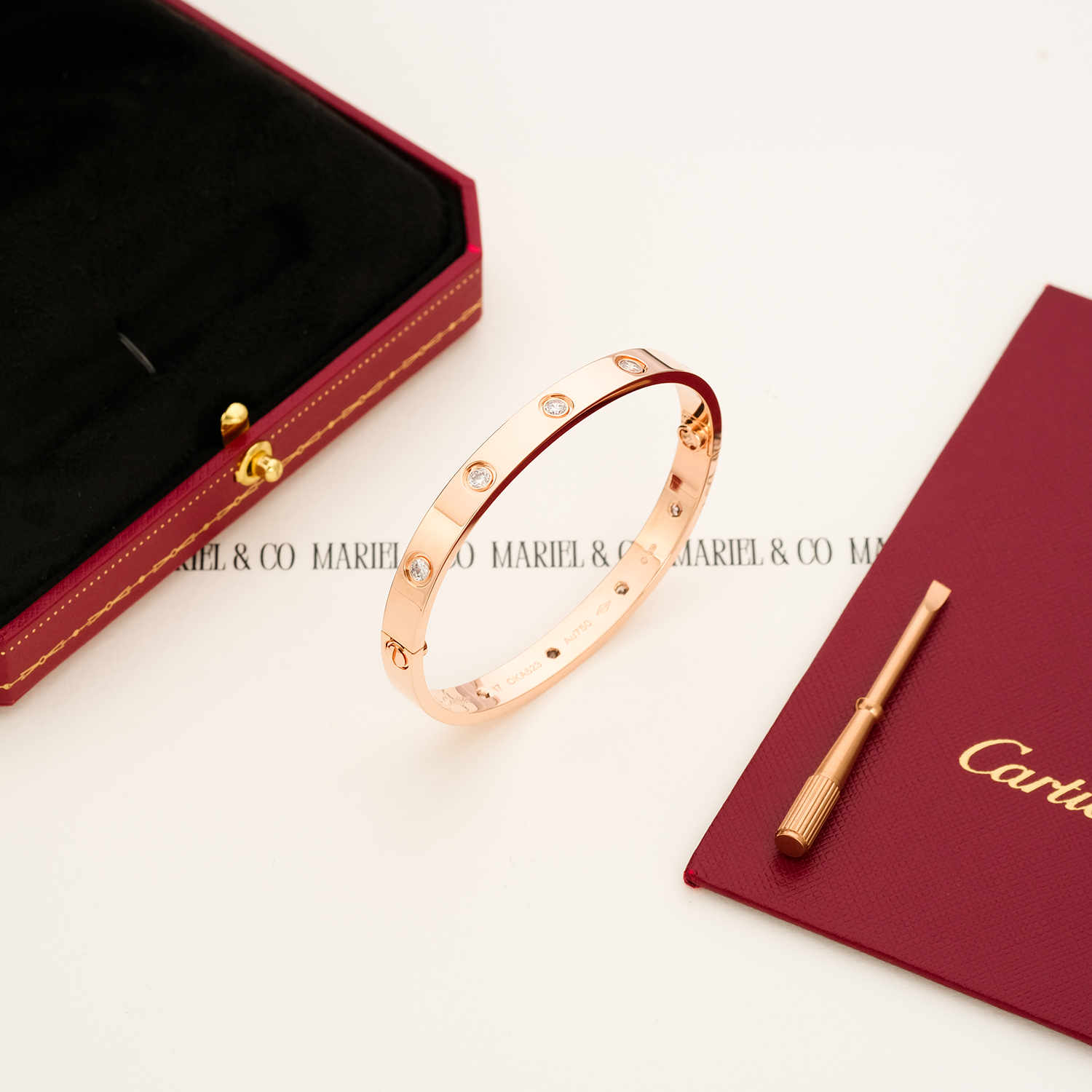 L BRACELET 10 DIAMONDS, ROSE GOLD