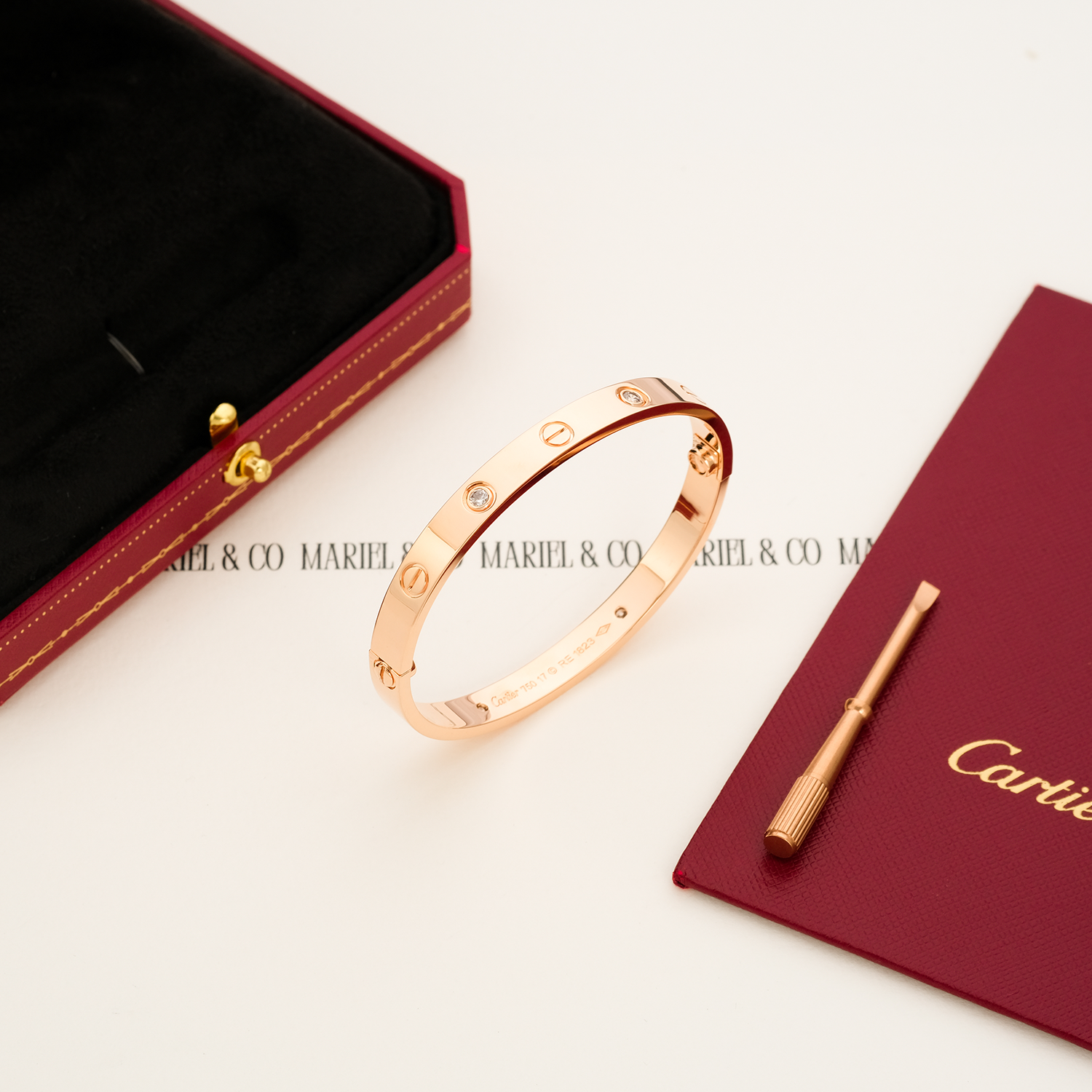 L BRACELET 4 DIAMONDS, WHITE GOLD