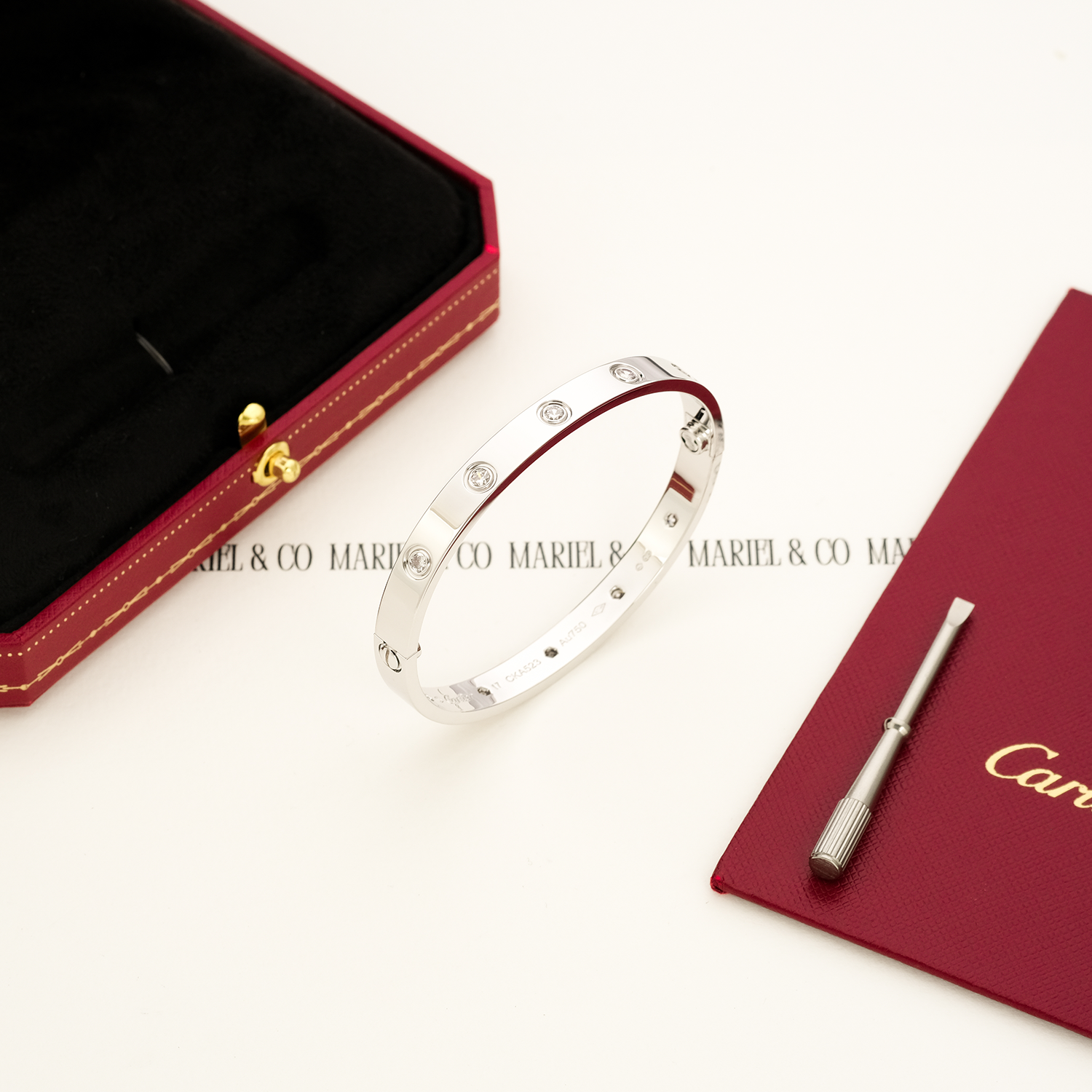 L BRACELET 10 DIAMONDS, WHITE GOLD