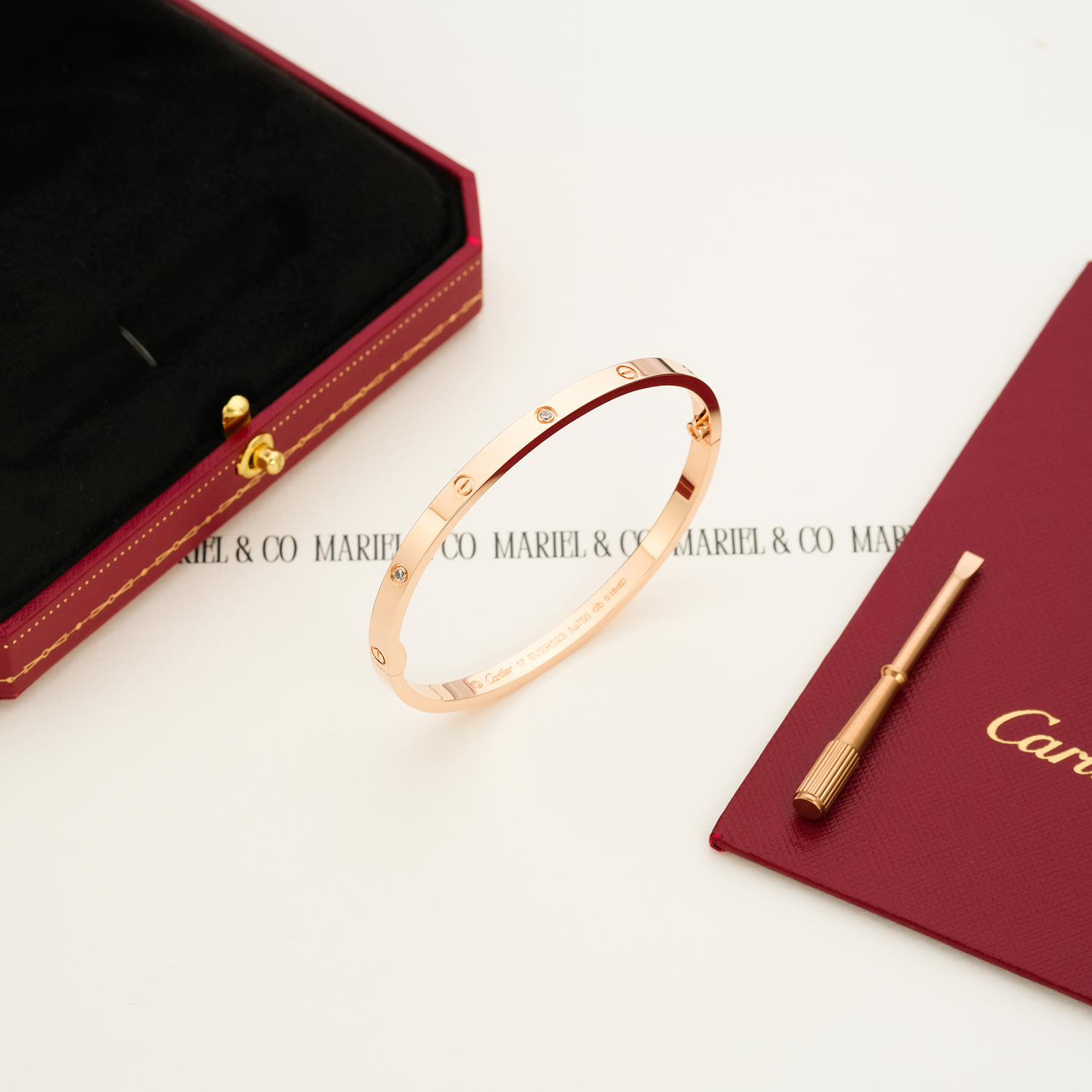 L BRACELET SMALL MODEL, 6 DIAMONDS, ROSE GOLD