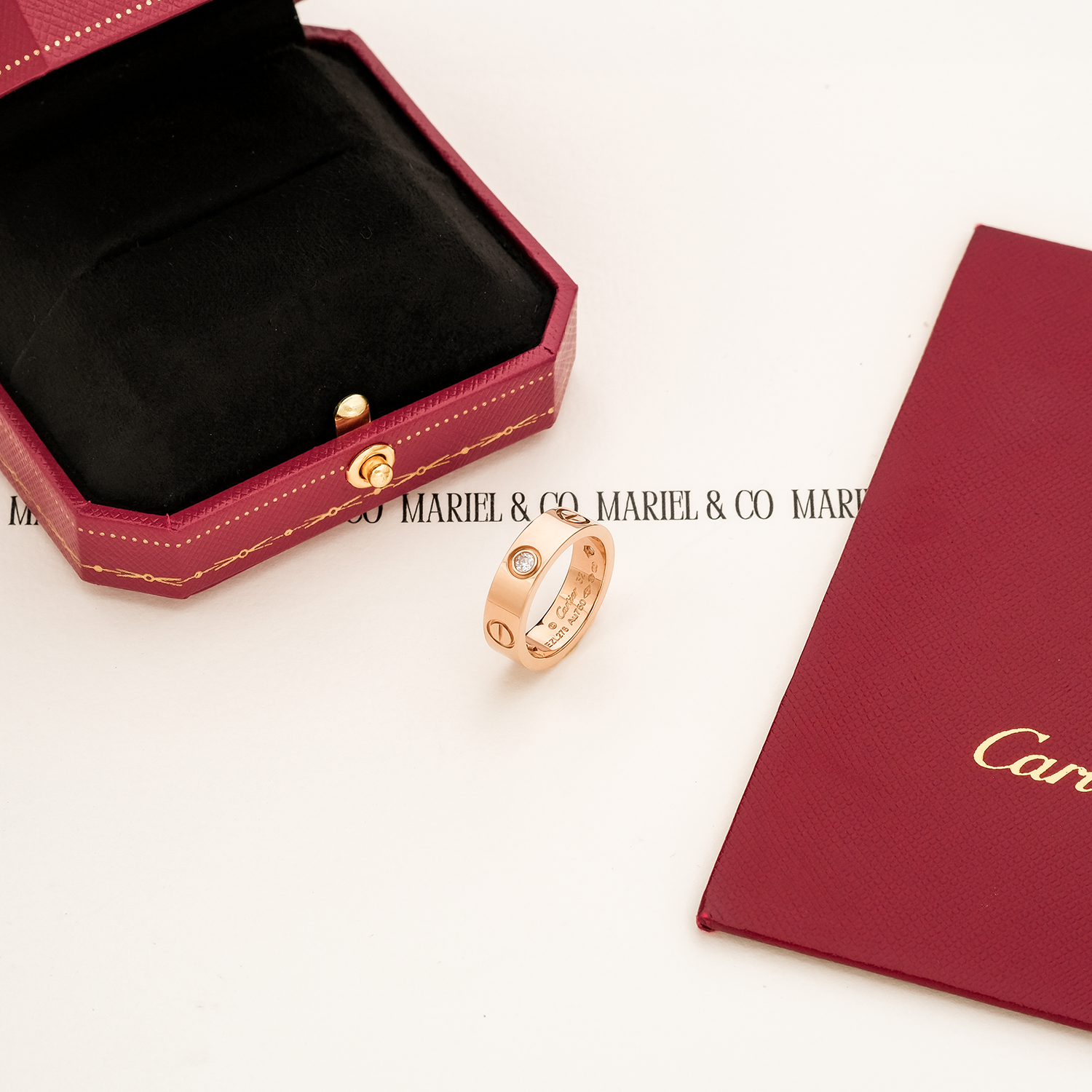 3 DIAMONDS L RING, ROSE GOLD