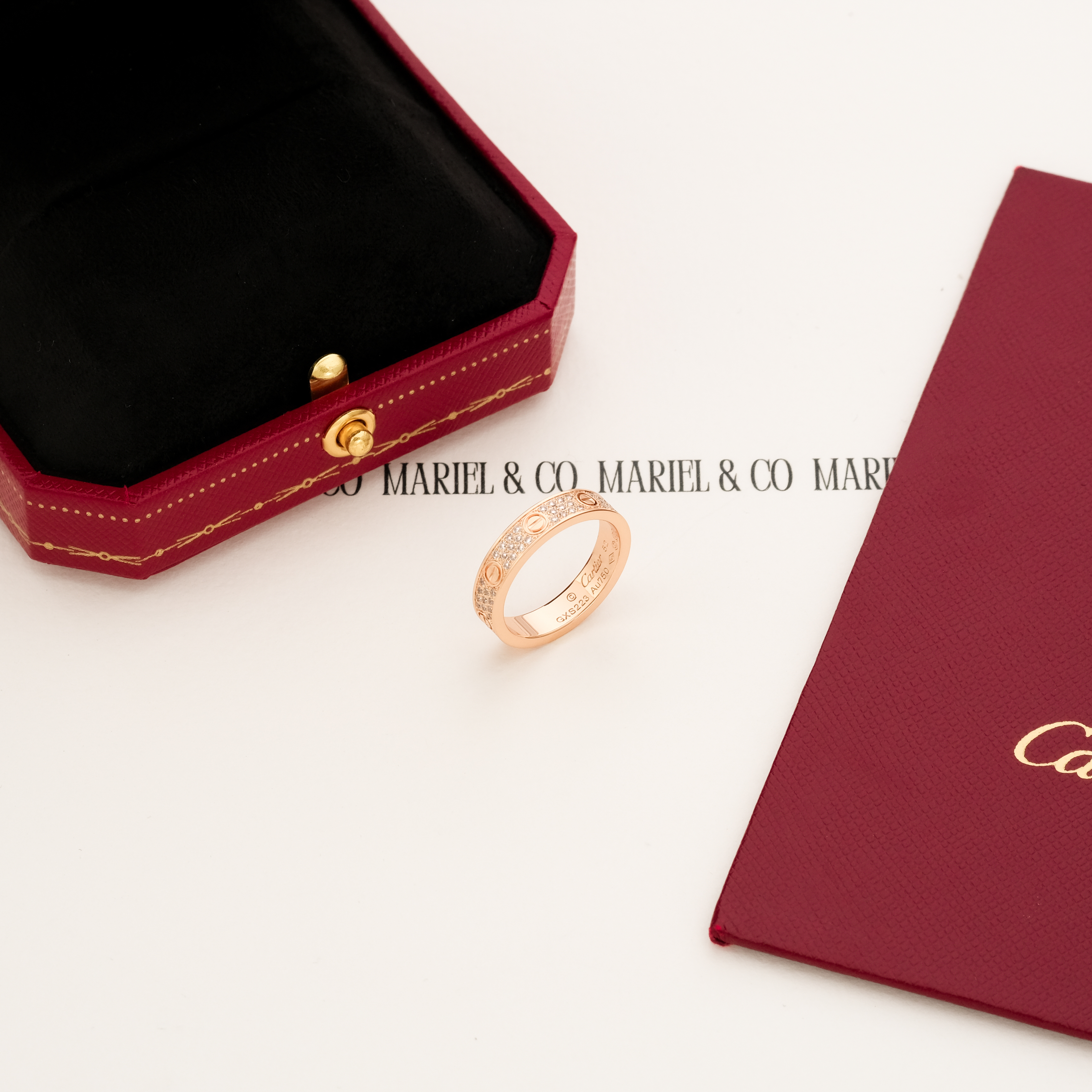 DIAMONDS PAVED L RING, ROSE GOLD