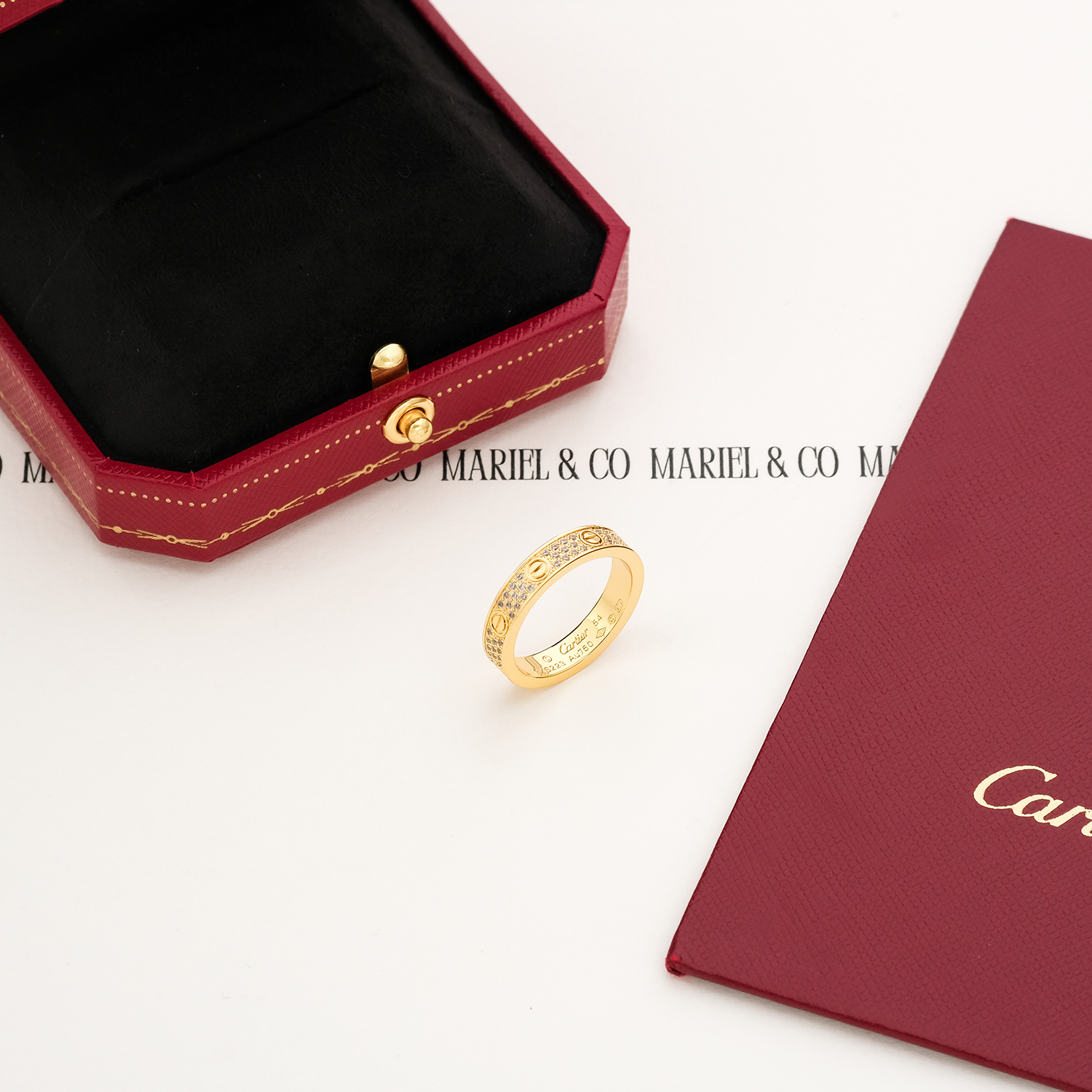 DIAMONDS PAVED L RING, YELLOW GOLD