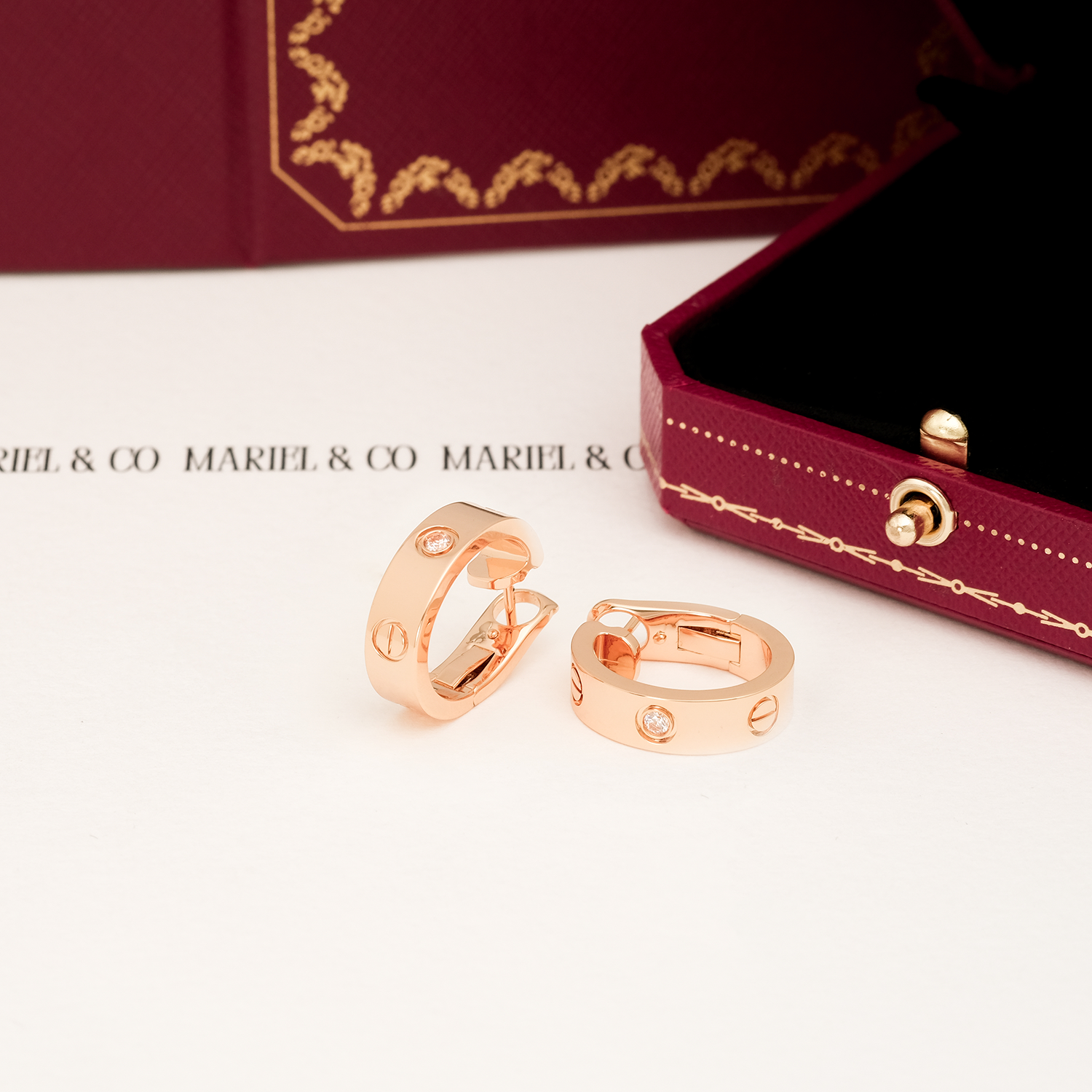 L EARRINGS, DIAMONDS, ROSE GOLD