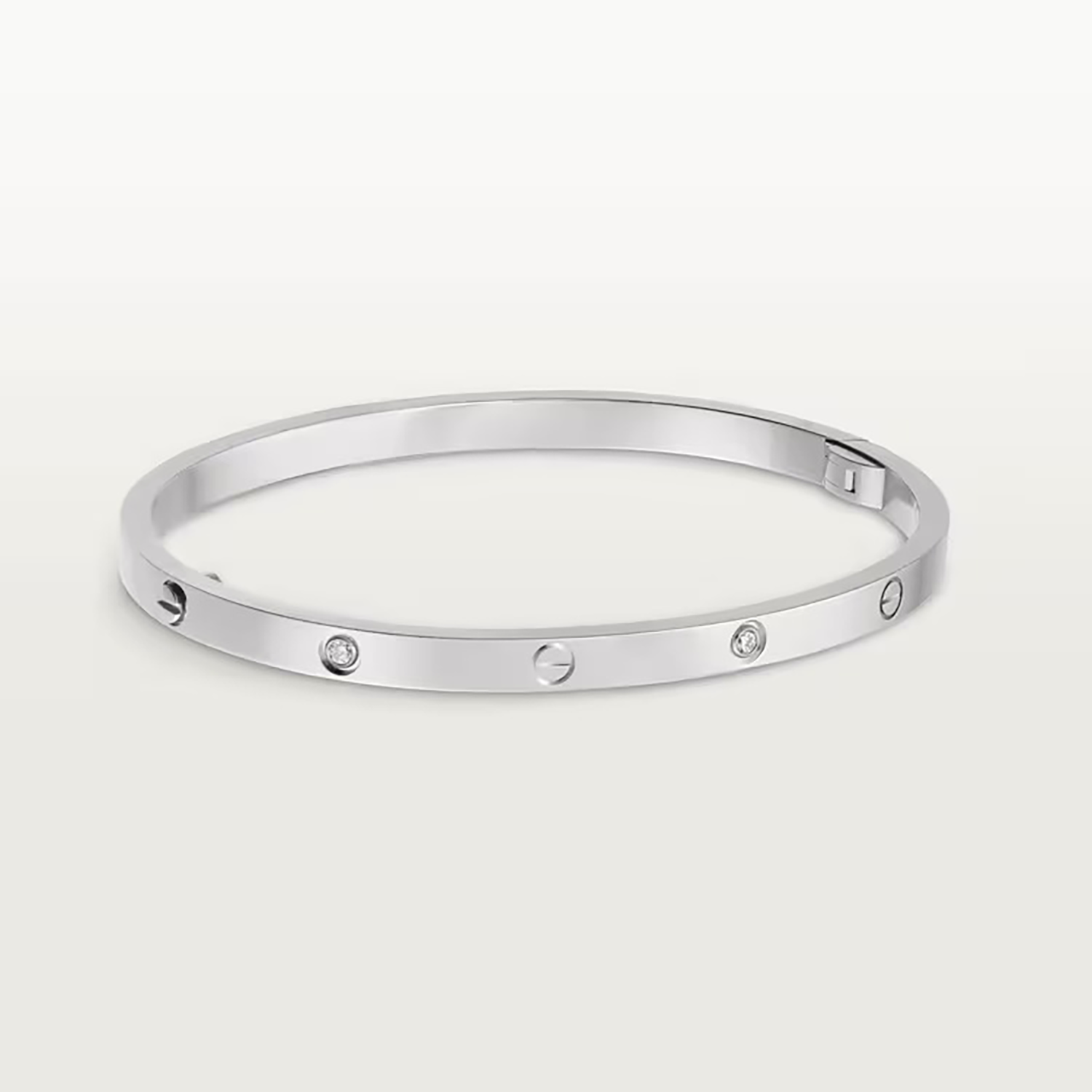 L BRACELET SMALL MODEL, 6 DIAMONDS, WHITE GOLD