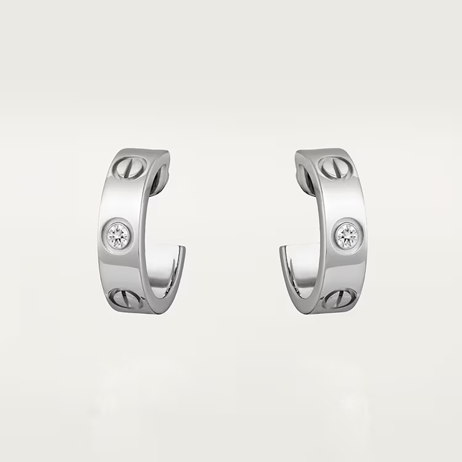 L EARRINGS, DIAMONDS, WHITE GOLD
