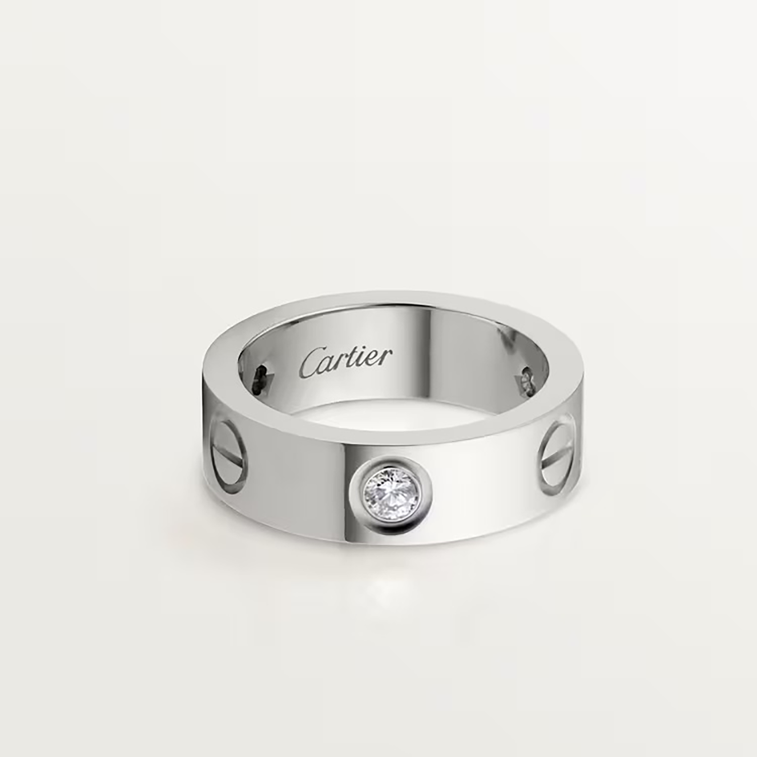 3 DIAMONDS L RING, WHITE GOLD