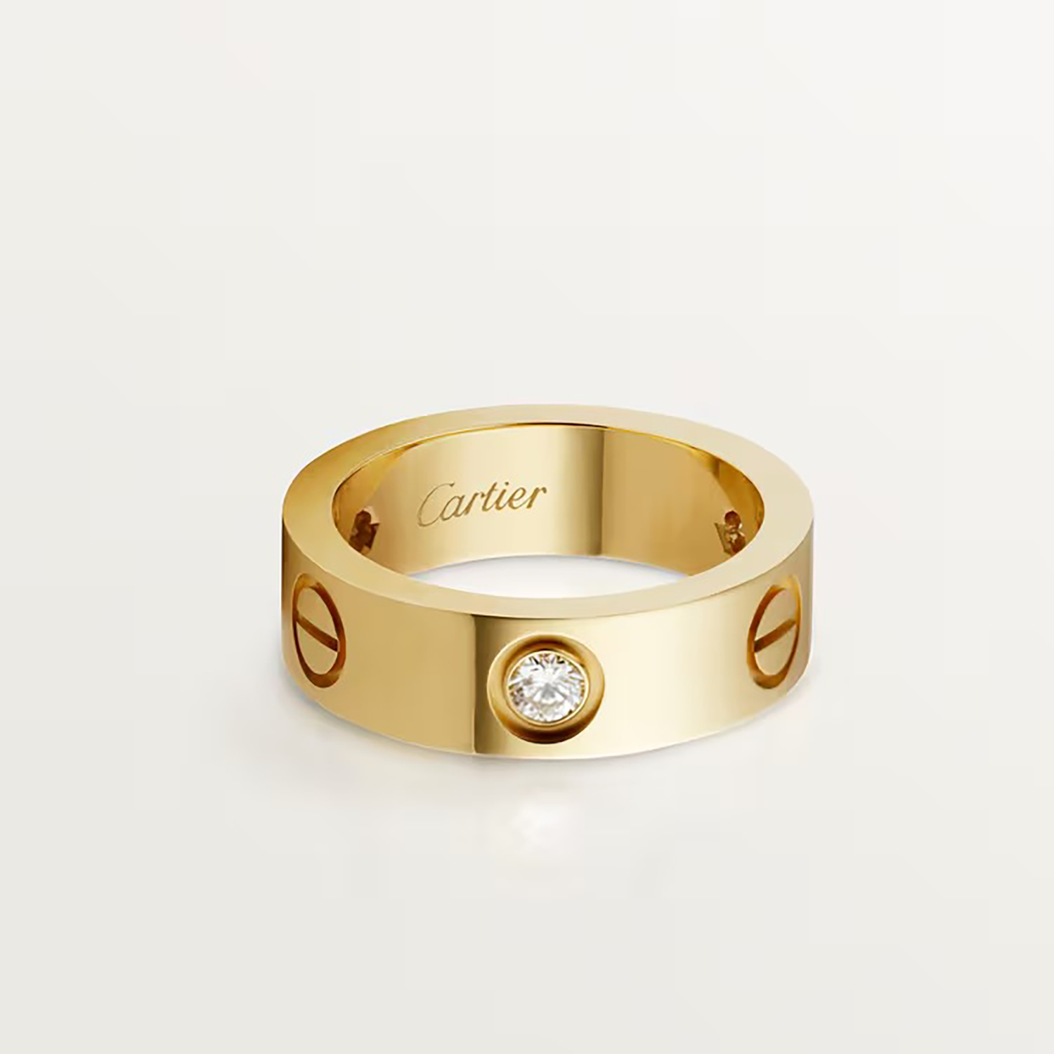 3 DIAMONDS L RING, YELLOW GOLD