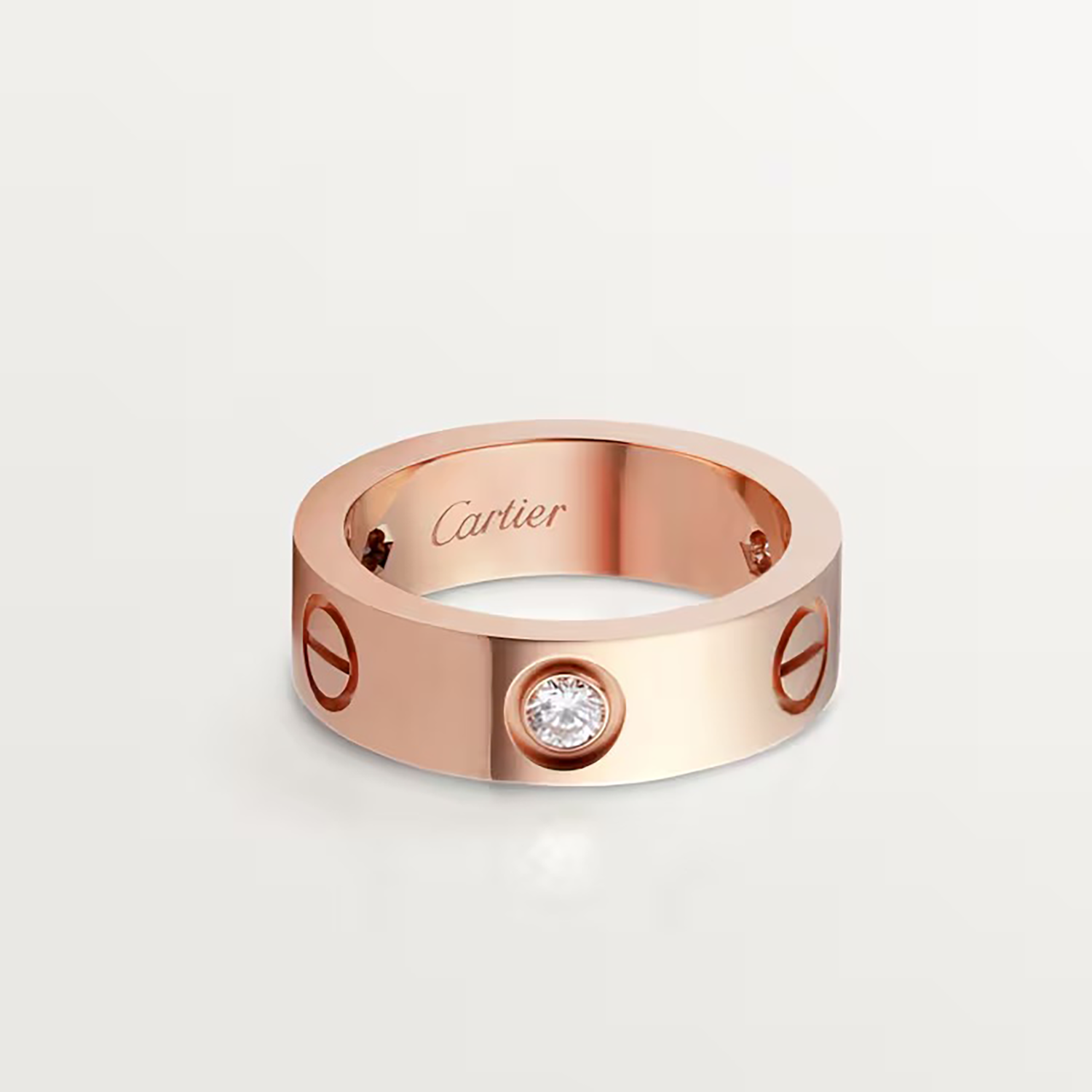 3 DIAMONDS L RING, ROSE GOLD