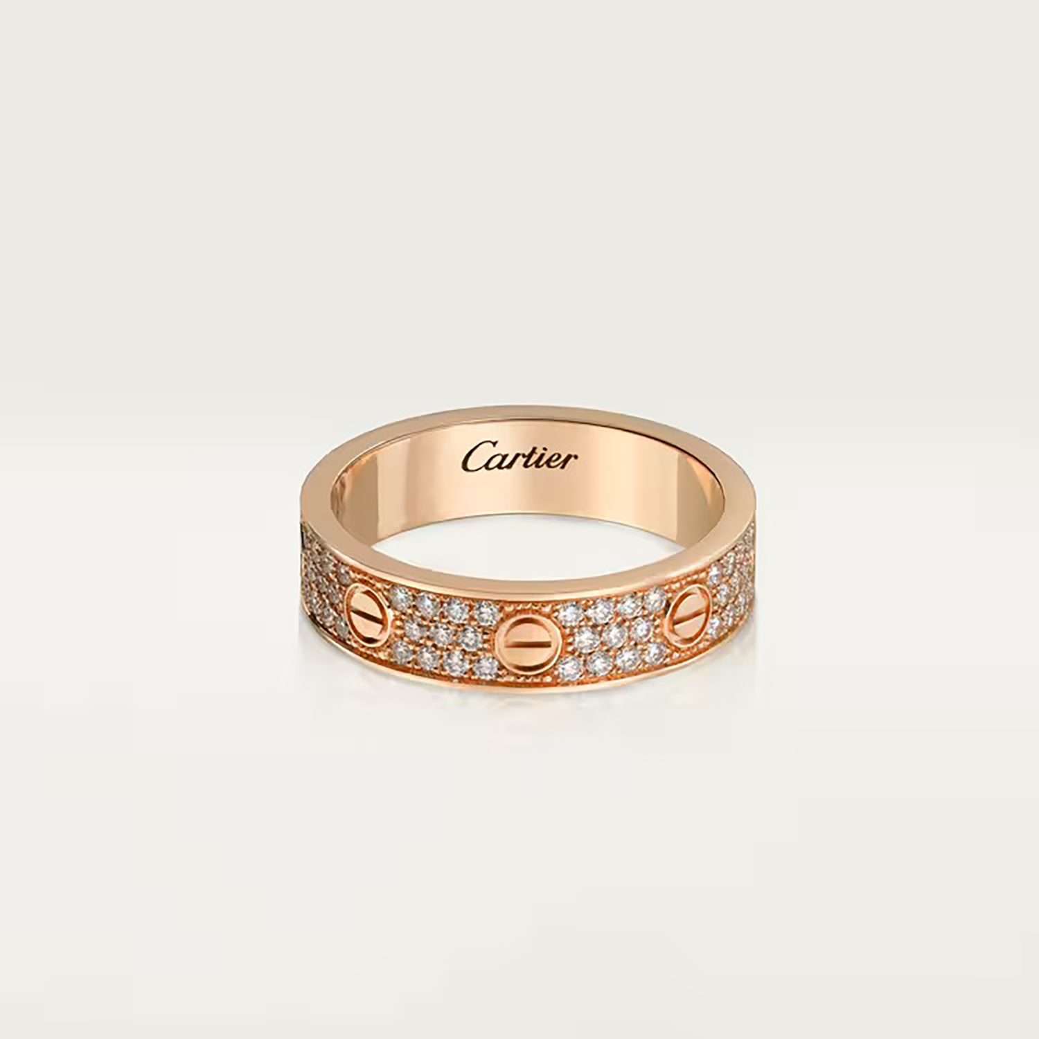 DIAMONDS PAVED L RING, ROSE GOLD