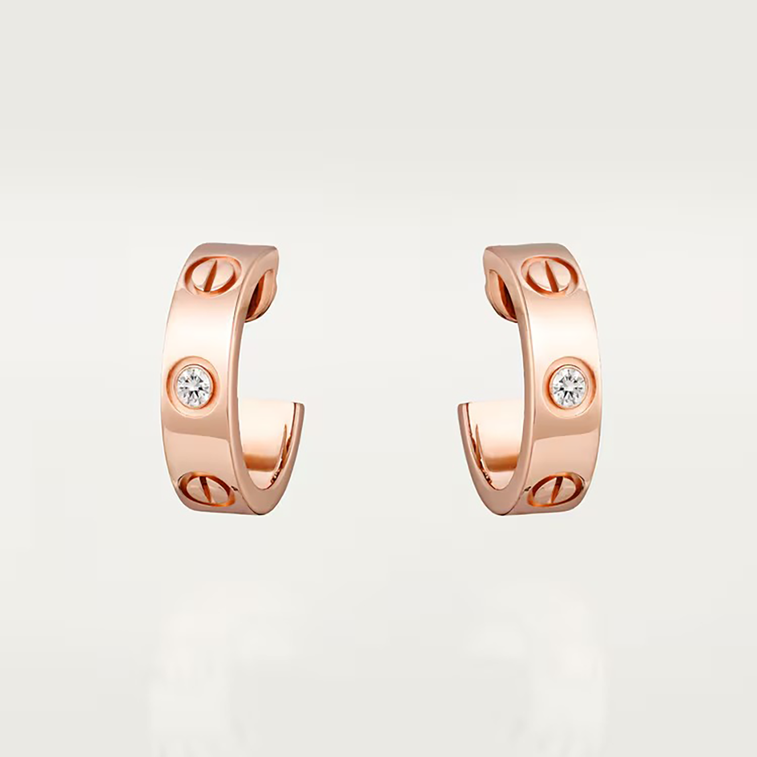 L EARRINGS, DIAMONDS, ROSE GOLD