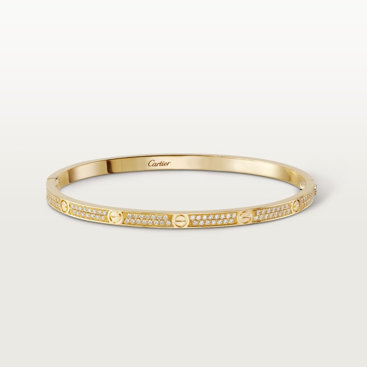 L BRACELET SMALL MODEL DIAMOND PAVED, YELLOW GOLD