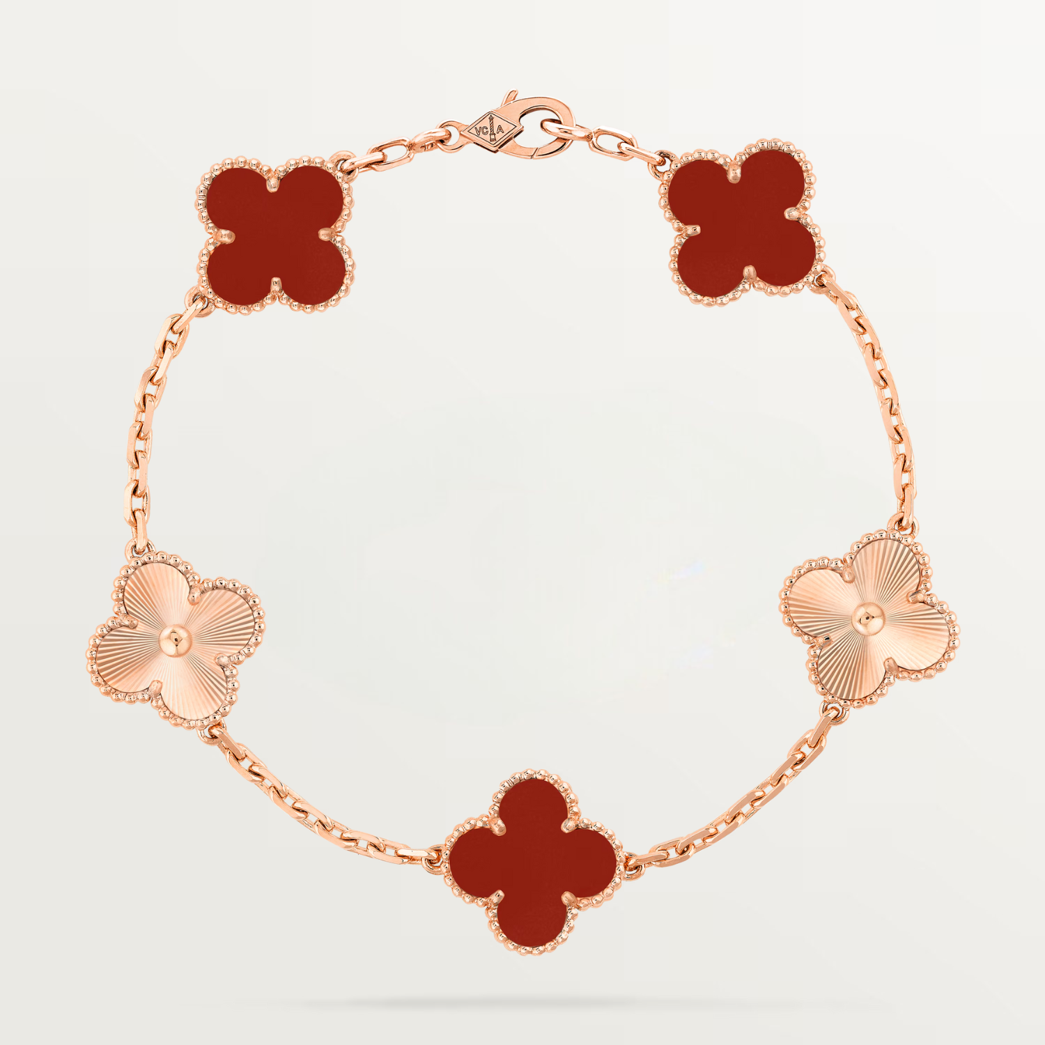 VINTAGE BRACELET, 5 ELEMENTS, CARNELIAN, ROSE GOLD
