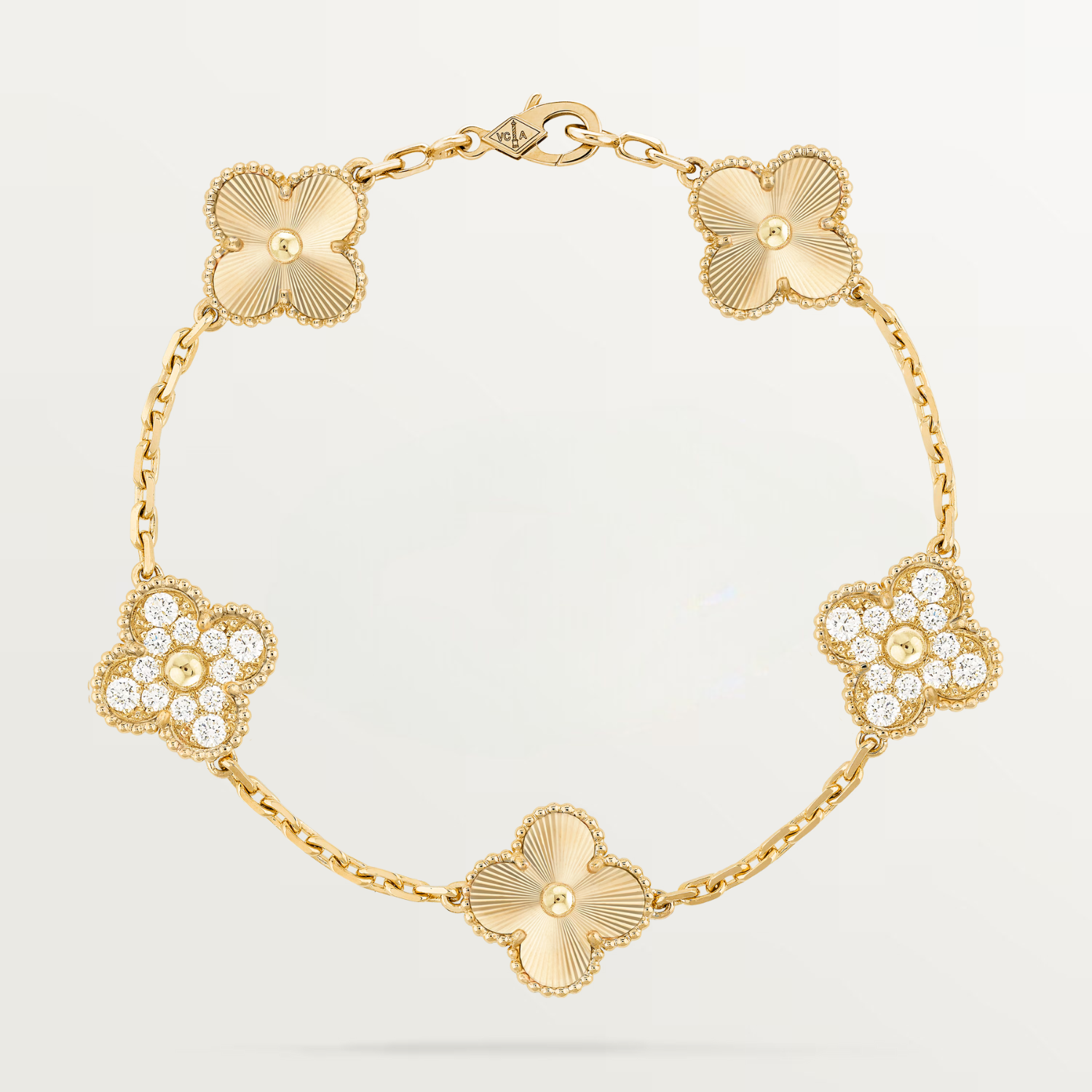 DIAMOND VINTAGE BRACELET, 5 ELEMENTS, YELLOW GOLD