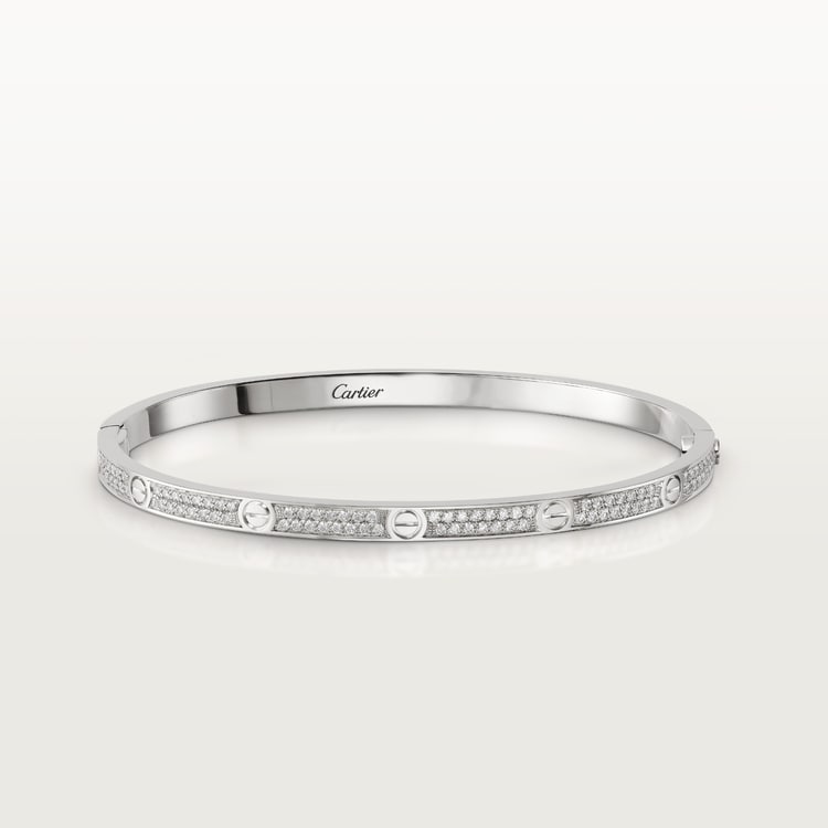 L BRACELET SMALL MODEL DIAMOND PAVED, WHITE GOLD