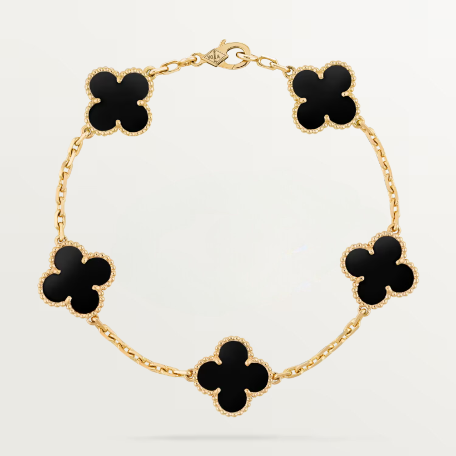 VINTAGE BRACELET, 5 ELEMENTS, ONYX, YELLOW GOLD