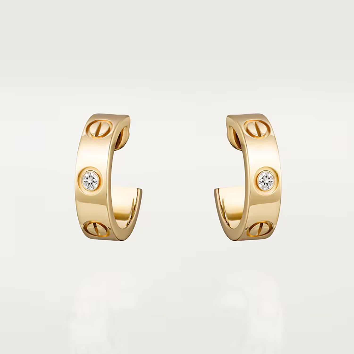 L EARRINGS, DIAMONDS, YELLOW GOLD