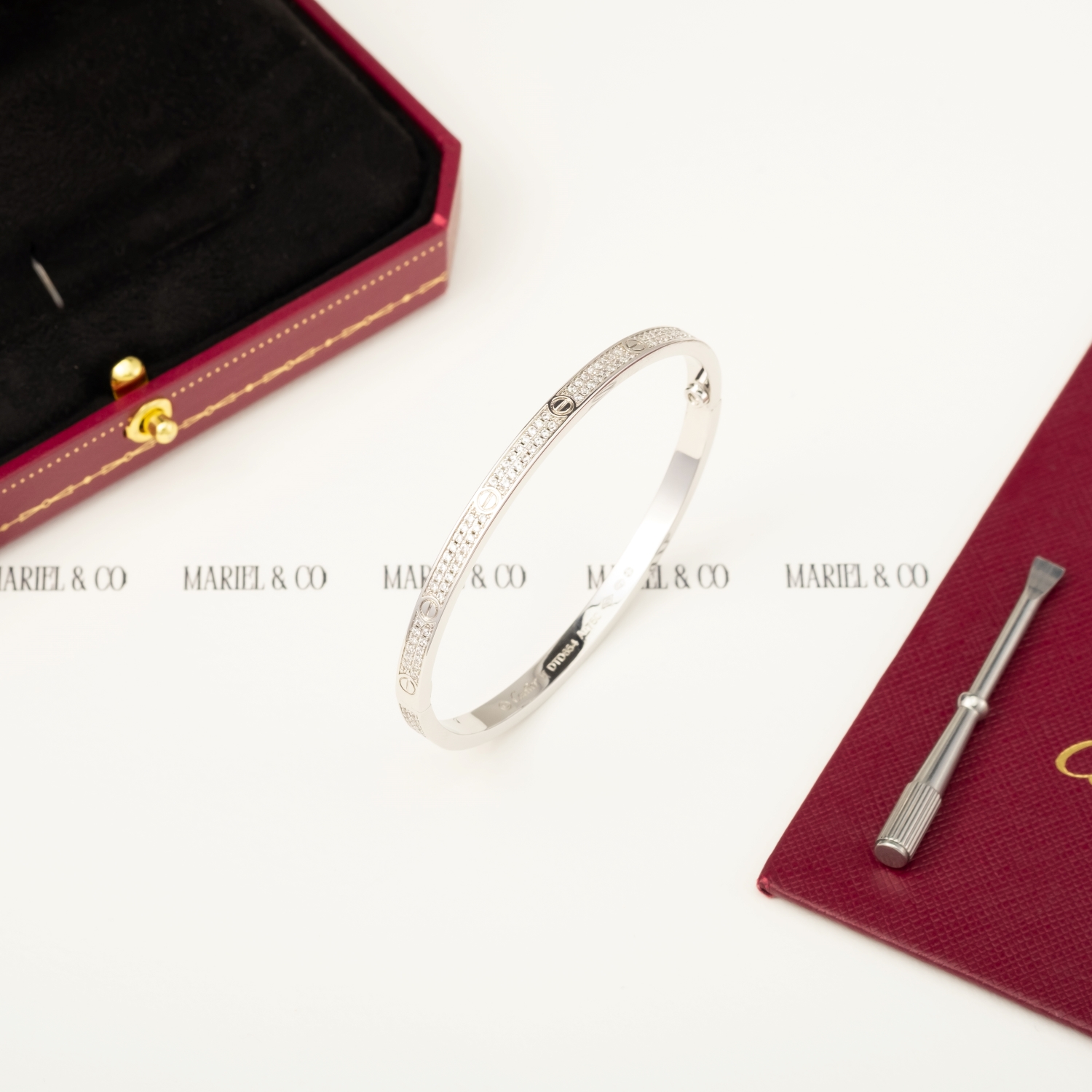 L BRACELET SMALL MODEL DIAMOND PAVED, WHITE GOLD