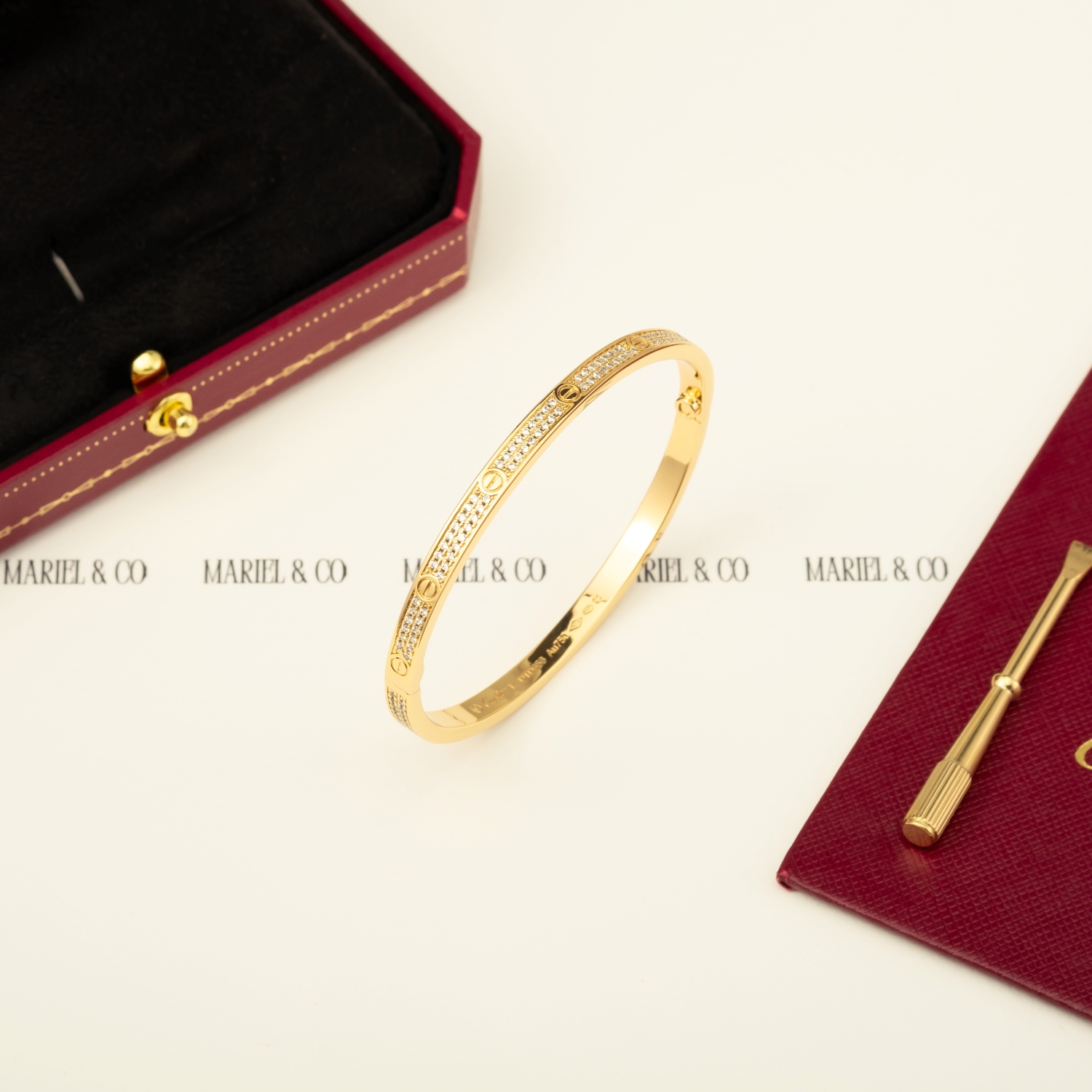 L BRACELET SMALL MODEL DIAMOND PAVED, YELLOW GOLD
