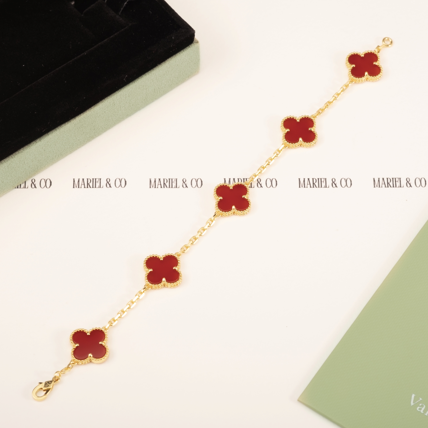VINTAGE BRACELET, 5 ELEMENTS, CARNELIAN, YELLOW GOLD