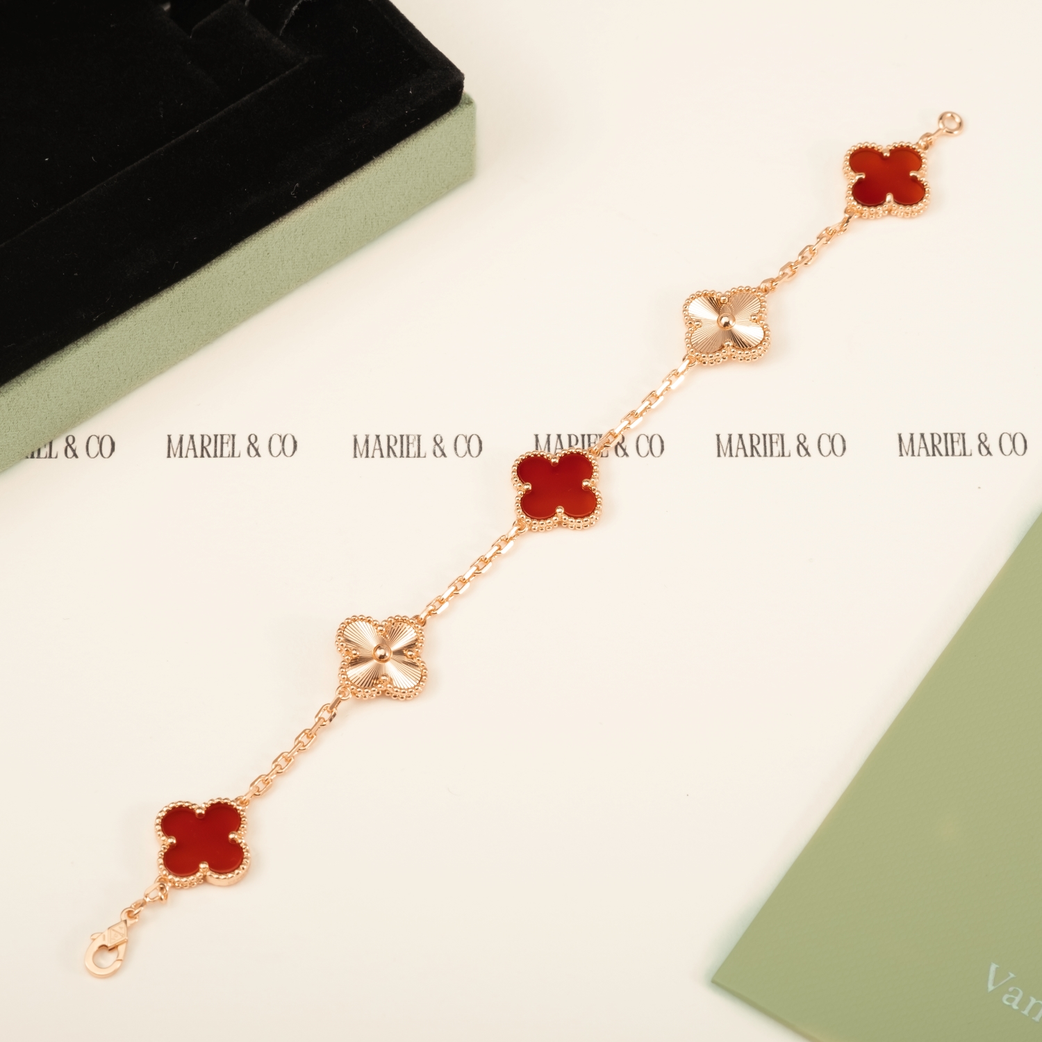 VINTAGE BRACELET, 5 ELEMENTS, CARNELIAN, ROSE GOLD