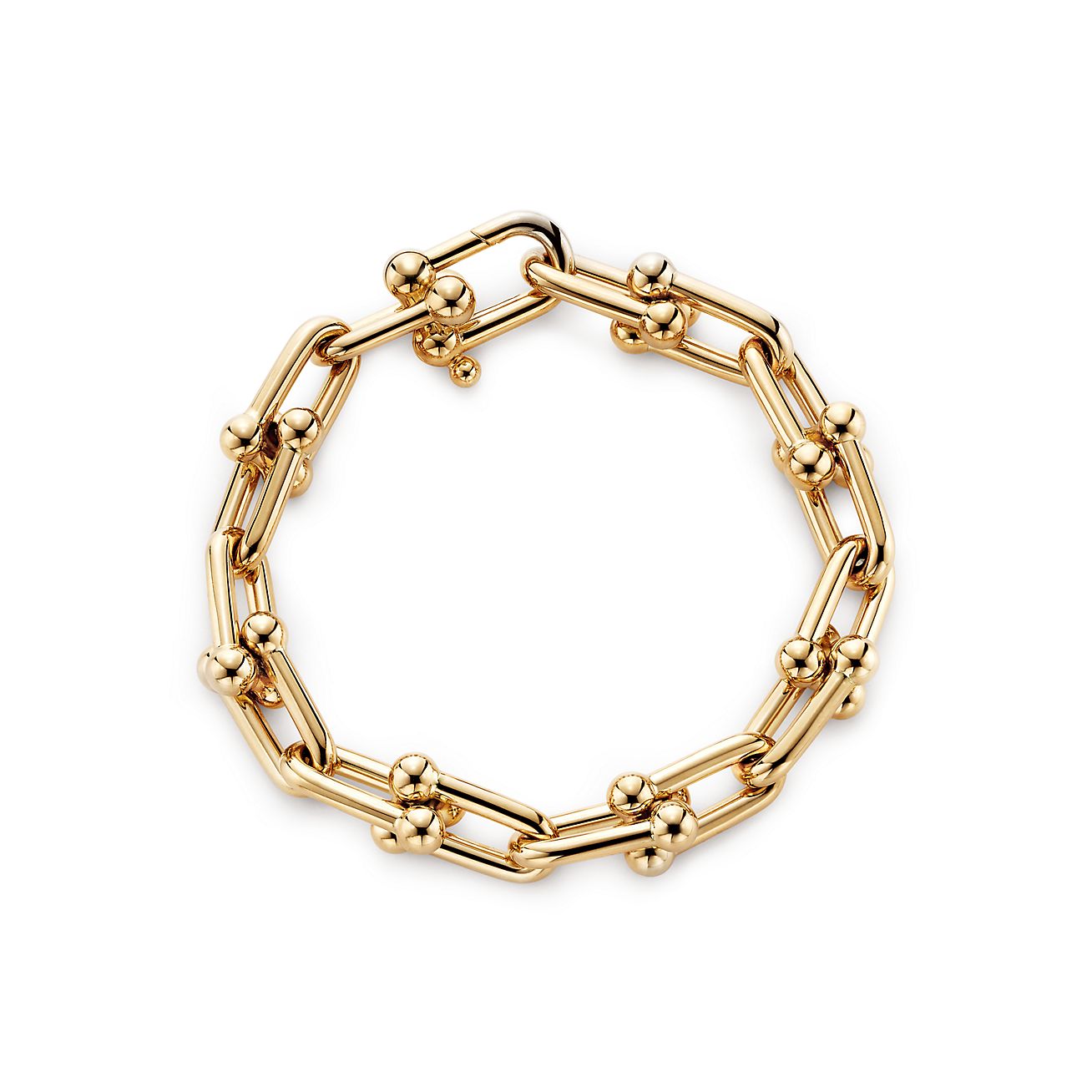 H LARGE LINK BRACELET, YELLOW GOLD