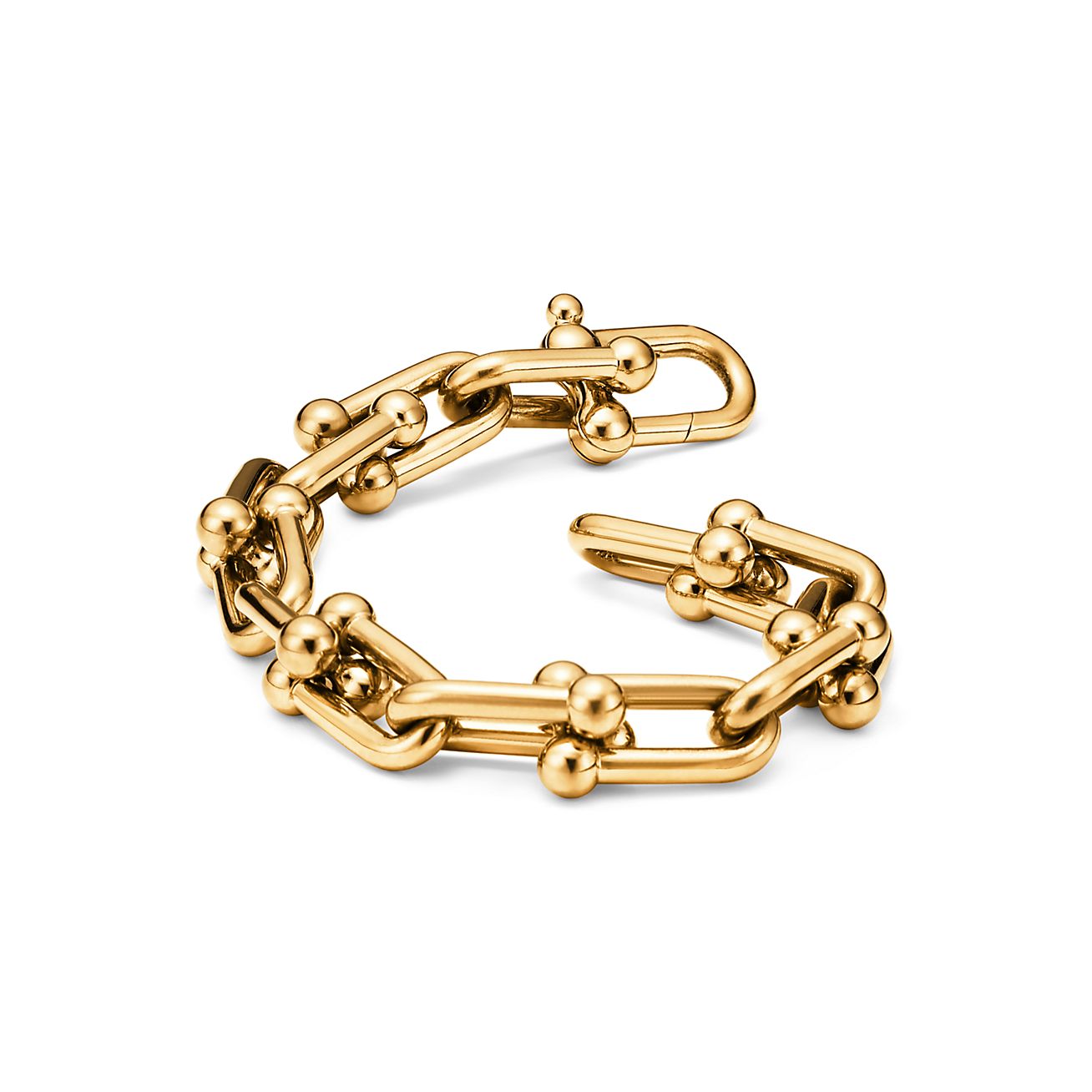 H LARGE LINK BRACELET, YELLOW GOLD