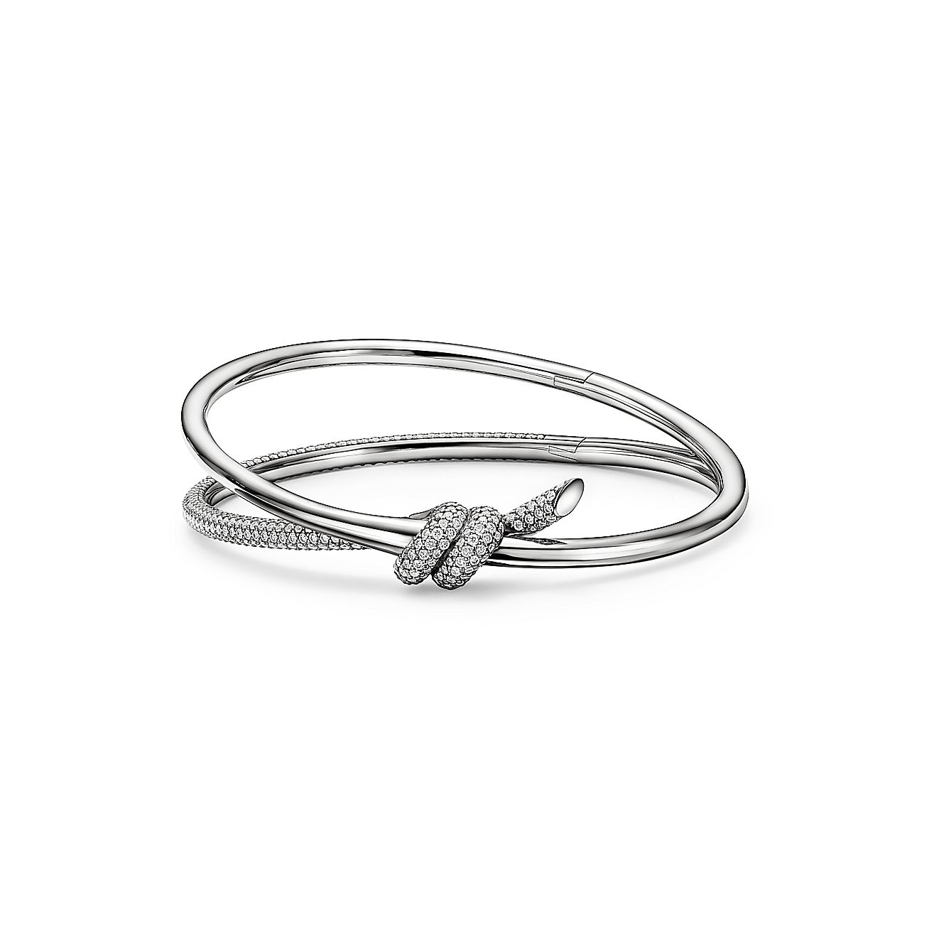 K DOUBLE ROW BRACELET WITH DIAMONDS, WHITE GOLD