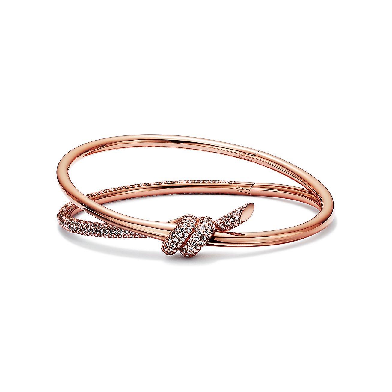 K DOUBLE ROW BRACELET WITH DIAMONDS, ROSE GOLD